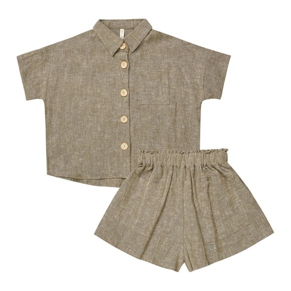 Rylee + Cru Dresses & Skirts - Rylee + Cru Linen Blend Button Up Shirt Shorts Set Natural‎ XS
